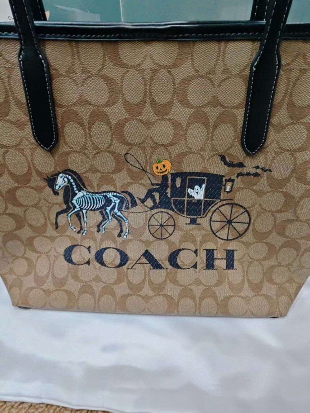 Coach City Tote In Signature Canvas With Halloween Horse And Carriage - Picture 2 of 6